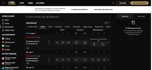 Bereich für laufende Spiele von BetMGM mit Sportnavigation und laufenden Ereignissen